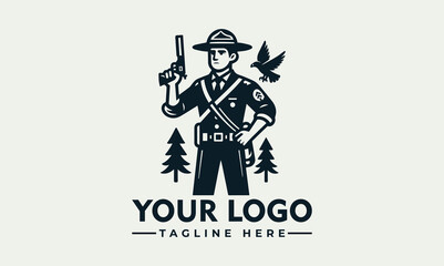 Forest Ranger Mascot Vector Logo Protect the Wild Friendly and Engaging Cartoon Character Guardian of Nature