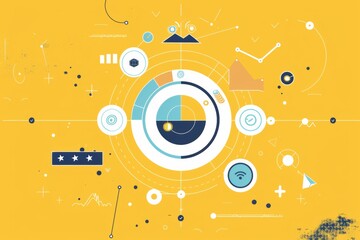 Obraz premium abstract infographic information representation on business data yellow flat illsutration