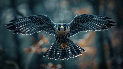 Peregrine Falcon Diving in Mid-Flight