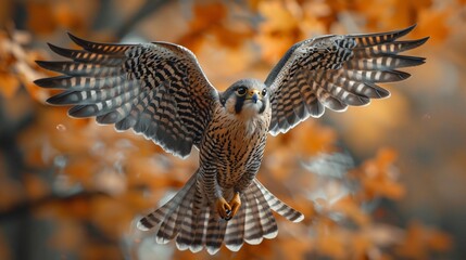 Red-Footed Falcon Diving in Mid-Flight