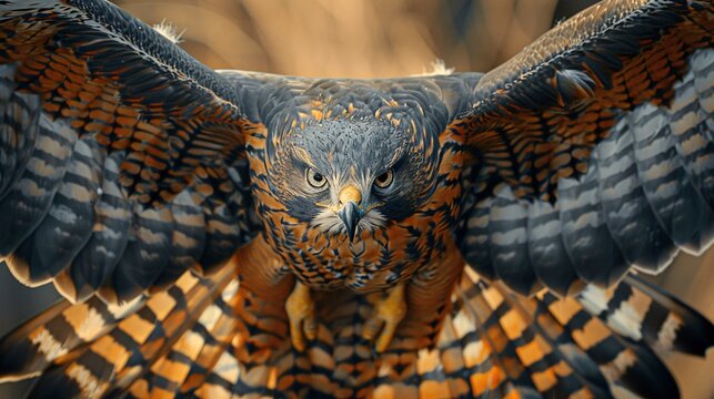 Sharp-Shinned Hawk Diving in Mid-Flight