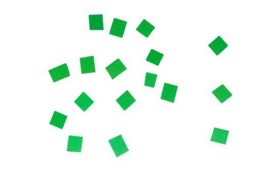 green paper stickers isolated on a transparent background