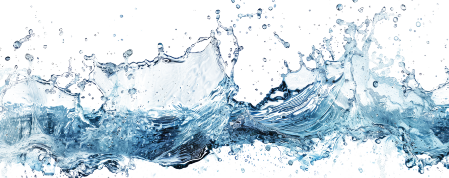 water wave splashing isolated on white or transparent png