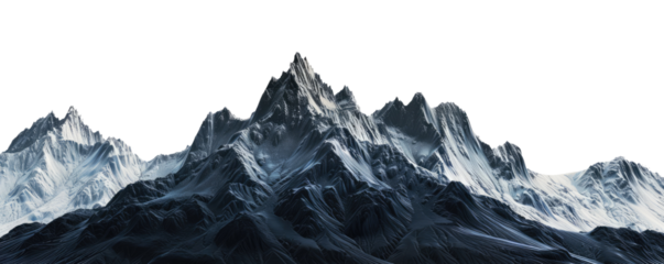 snow mountains landscape isolated on white or transparent png