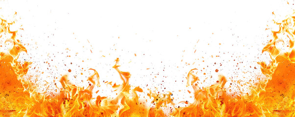 orange hot fire frame border isolated on white or transparent png