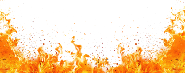 orange hot fire frame border isolated on white or transparent png