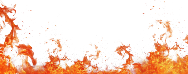 orange hot fire frame border isolated on white or transparent png