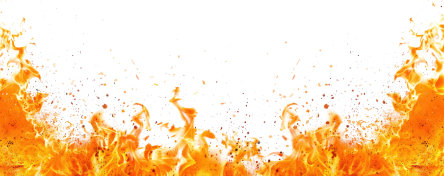 orange hot fire frame border isolated on white or transparent png