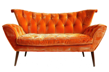 orange couch isolated on white or transparent png