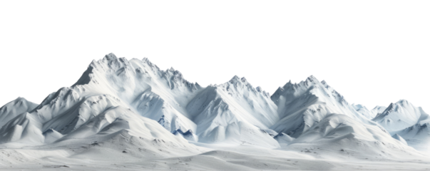 snow mountains landscape isolated on white or transparent png