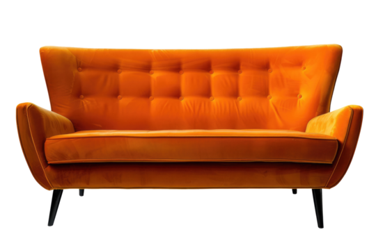 orange couch isolated on white or transparent png