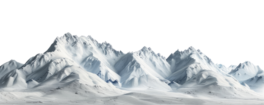 snow mountains landscape isolated on white or transparent png