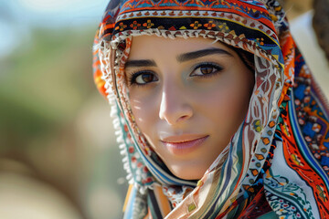 Generative AI picture Portrait of traditional arabian person people in ethnic clothes in real life