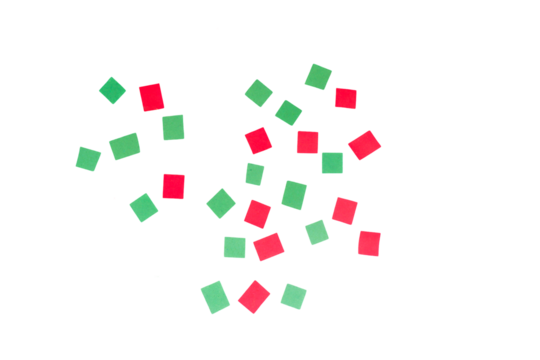 Ideas on wall with adhesive notes isolated on a transparent background