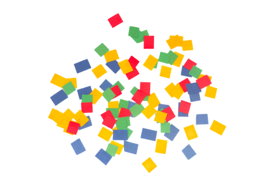 Multi-colored confetti from pape isolated on a transparent background