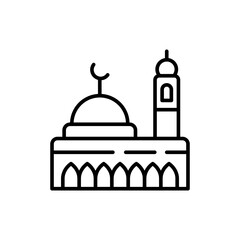 Mosque outline icons, minimalist vector illustration ,simple transparent graphic element .Isolated on white background