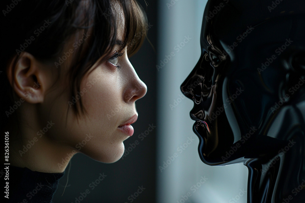Poster two devils portrait of mythological characters generative ai