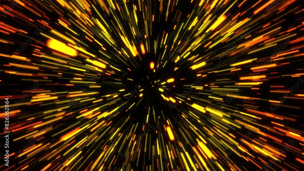 Poster hyper jump, speed of light. computer generated 3d render