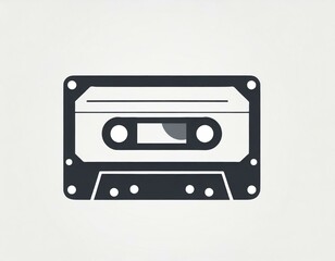 audio cassette music, vector picture on a white background, logo