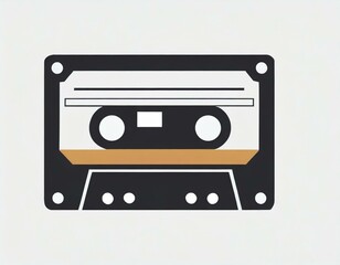 audio cassette music, vector picture on a white background, logo