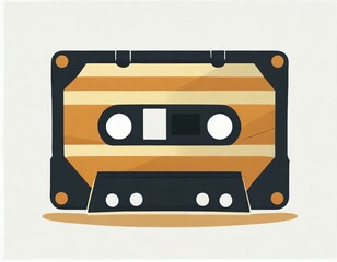 audio cassette music, vector picture on a white background, logo