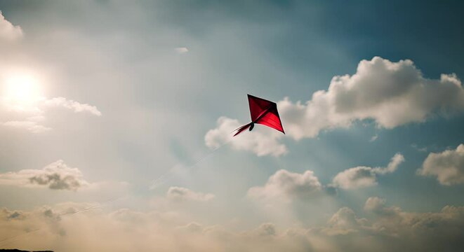Red kite in the sky.	
