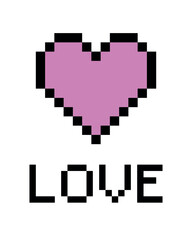 Obraz premium Heart, love pixel art. Isolated vector illustration for print, background, card, poster