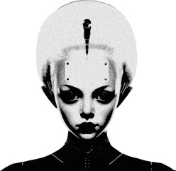 Brilliant children with photocopy effect, halftone, monochrome, grunge. To make collages, pulp punk...