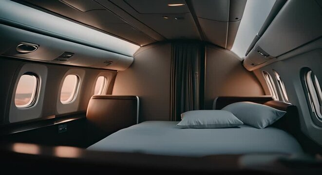 Bed on a plane.	
