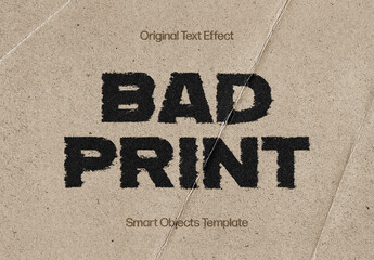Bad Distressed Print Text Effect Mockup