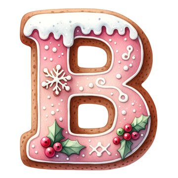 pink gingerbread letter b christmas decoration clip art preview