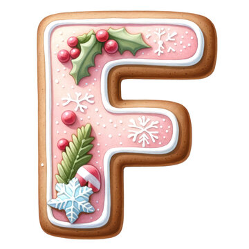 gingerbread letter f decorated christmas clip art preview