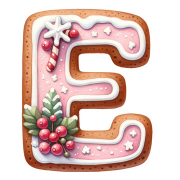 gingerbread letter e decorated christmas clip art preview