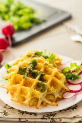 fried crispy vegetable potato waffles