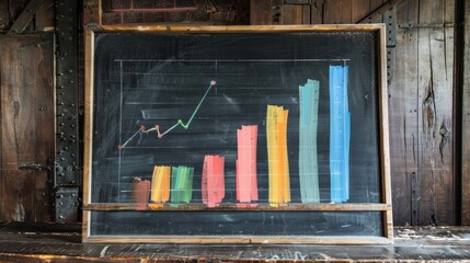 A chalkboard with a budget breakdown featuring a progress bar for each category, visually tracking spending habits.