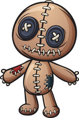 Cartoon happy voodoo doll standing and posing