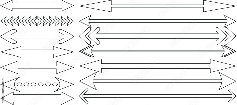 Wall mural double head arrow line art in various styles for infographics, presentations, and design projects. d