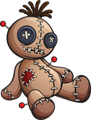Cartoon voodoo doll isolated on white background