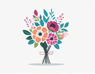 flowers bouquet vector icon on white background, logo