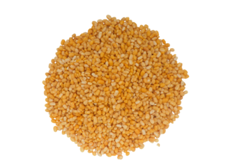 Pile of yellow lentils or moong beans isolated on a transparent background