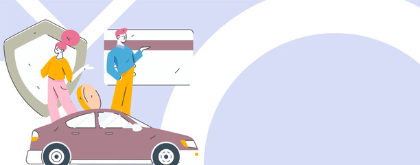 Fototapeta premium Buy insurance for car flat character vector concept operation illustration 
