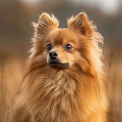 Obraz premium Adorable Pomeranian Dog with Luxurious Fur and Tail
