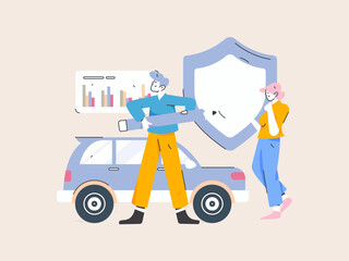Buy insurance for car flat character vector concept operation illustration

