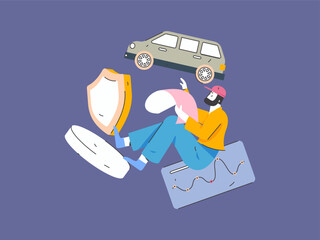 Buy insurance for car flat character vector concept operation illustration
