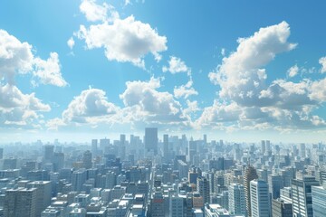 Modern Cityscape Under Blue Sky with Clouds