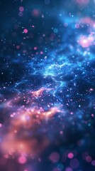 Obraz premium Glowing Nebula: Abstract Space Art with Blue and Pink Particles