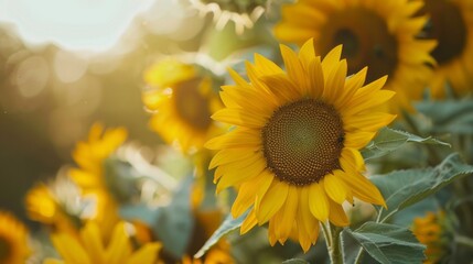 Obraz premium A bunch of sunflowers are in a field