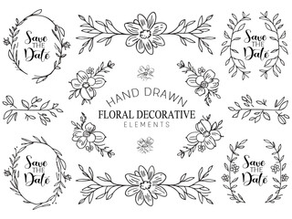 Hand Drawn Floral Decorative Elements