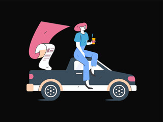 Buy insurance for car flat character vector concept operation illustration
