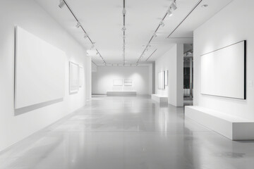 Obraz premium Minimalist Modern Art Gallery with Abstract Paintings